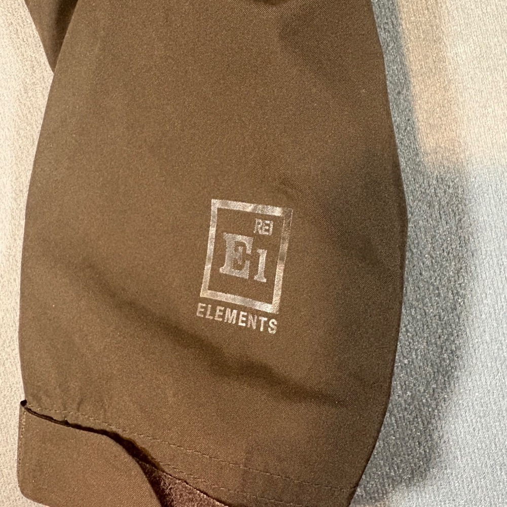 REI E1 Elements Women Medium Brown Windbreaker Removable Hood Full Zip Rainproof - Picture 8 of 12